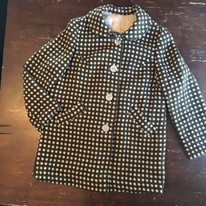 Olive Vintage Jackie-O Swing Coat w/ Polkadots S/M